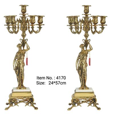 VIRTUS 进口欧式烛台高端家居装饰品摆件6头烛台全铜玄关蜡烛灯架