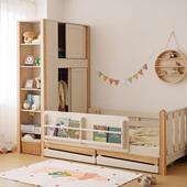 全实木儿童床带护栏木小户型一体源柜组合榻榻米多功能衣柜床床木