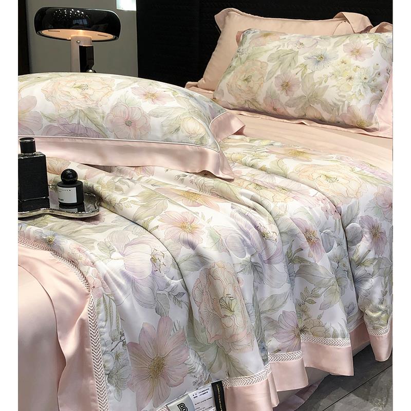 进口100支天丝夏凉被四件套春夏印花丝滑空调被芯薄被可机洗