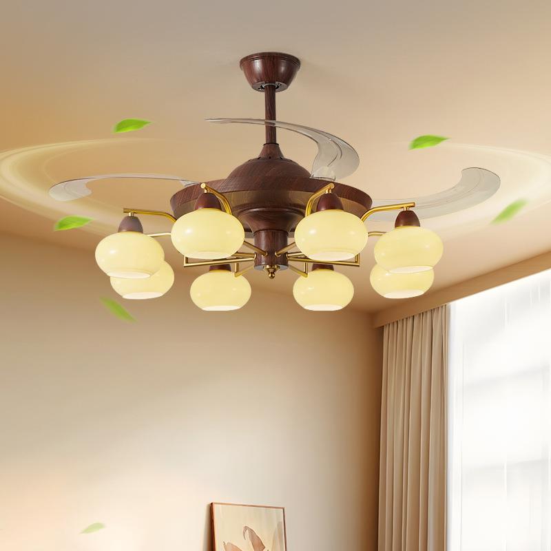 风扇吊灯餐厅新中式中国风客厅现代大气一体吊扇灯卧室隐形风扇灯