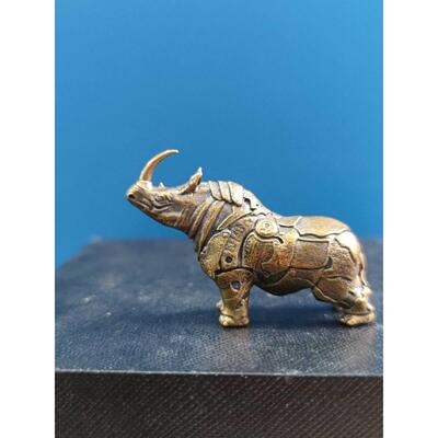 采购产品黄铜青铜犀牛青铜古董装饰品铜工艺品桌面汽车动物装饰品