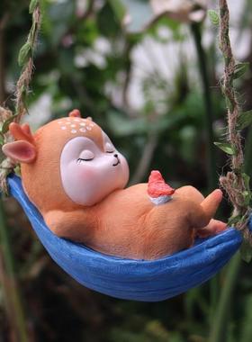 花园阳台装饰吊件可爱动物小鹿户外庭院顶楼民宿布景观摆件树挂件