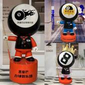 网红黑八台球公仔玻璃钢模型雕塑台球厅俱乐部开业装 饰落地大摆件