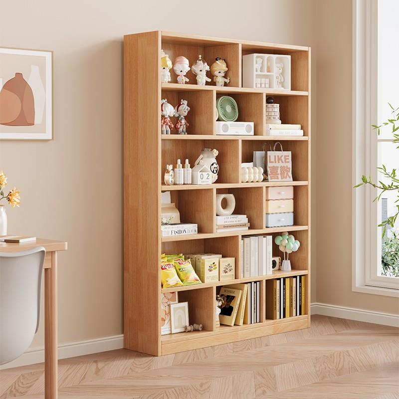 17mm厚儿童书架实木一体靠墙置物架落地不占空间格子柜储物柜书柜