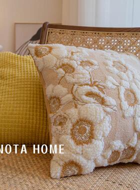 斯堪的纳维亚田园绣花枕头黄色枕套客厅沙发垫床睡枕套方形汽车靠
