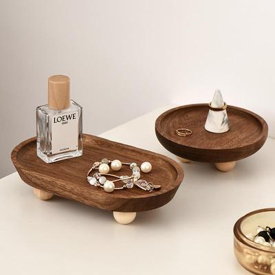 小西家覆古相思木高脚盘首饰收纳盘香薰小托 托盘玄关钥匙盘装饰