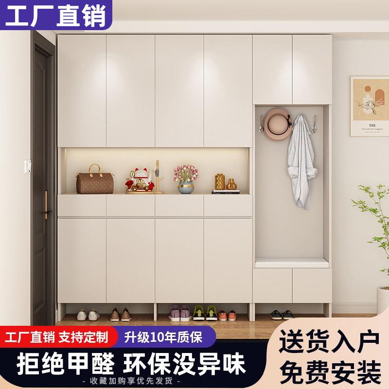 鞋柜家用门口实木入户鞋柜高柜2023新款大容量靠墙鞋柜玄关柜一体