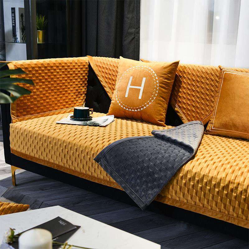 沙发垫北欧轻奢四季通用防滑简约现代时尚橘色皮沙发套罩巾坐垫子,居家布艺,沙发垫,淘宝优惠券,粉丝福利购,淘宝优惠卷