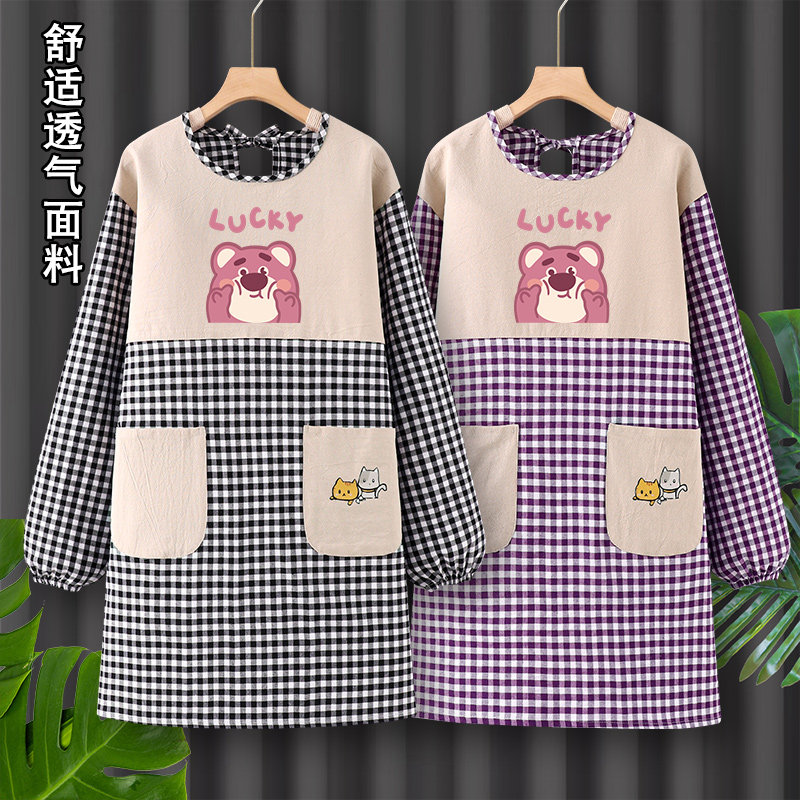 长袖纯棉罩衣工作服女围裙