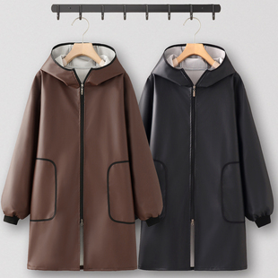 皮革围裙厨房家用耐脏工作服长袖 上班专用防水防油定制 罩衣女新款