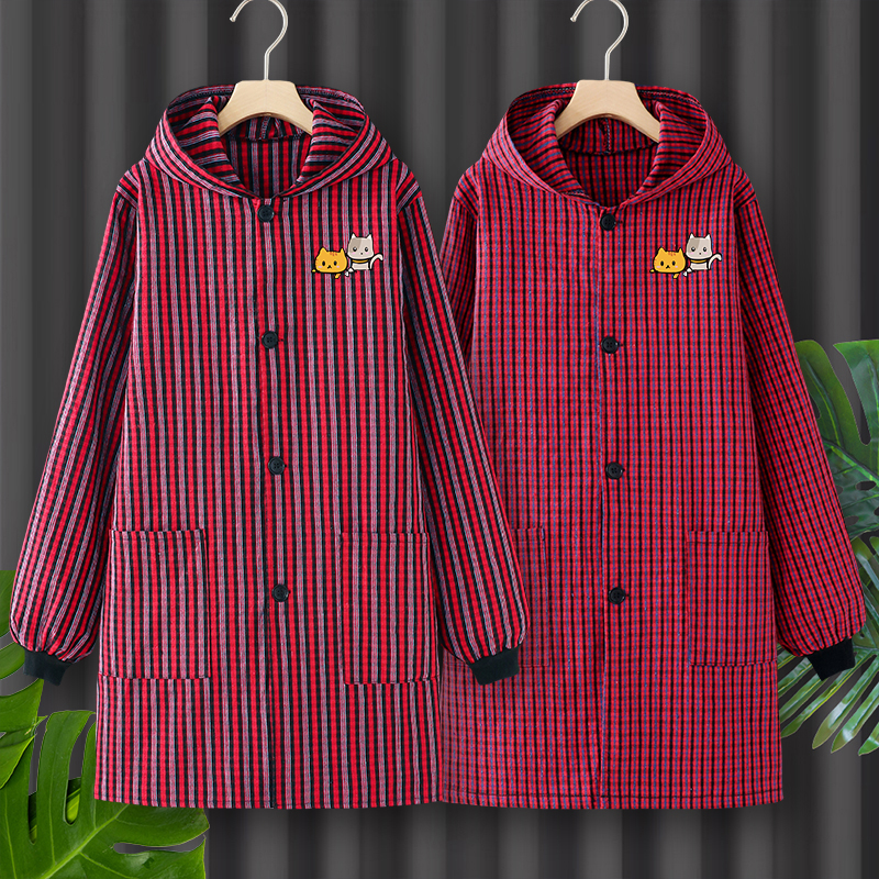 罩衣女新款春秋款2025男士纯棉围裙厨房家用长袖做饭上班专用美甲