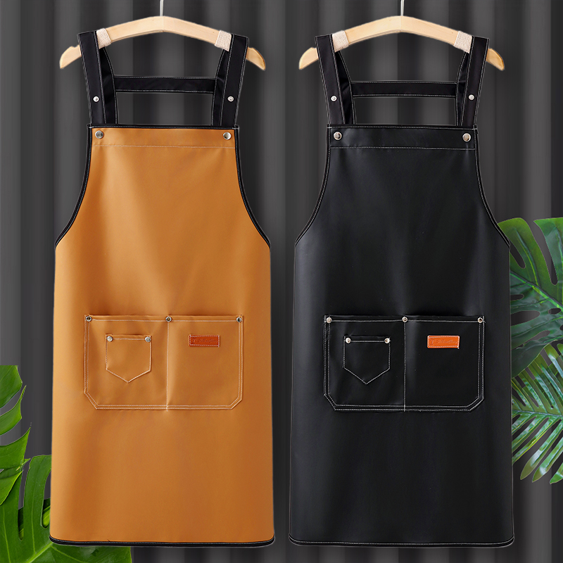 透气围裙厨房家用2025新款质量好的PU皮防油防水夏季定制logo印字