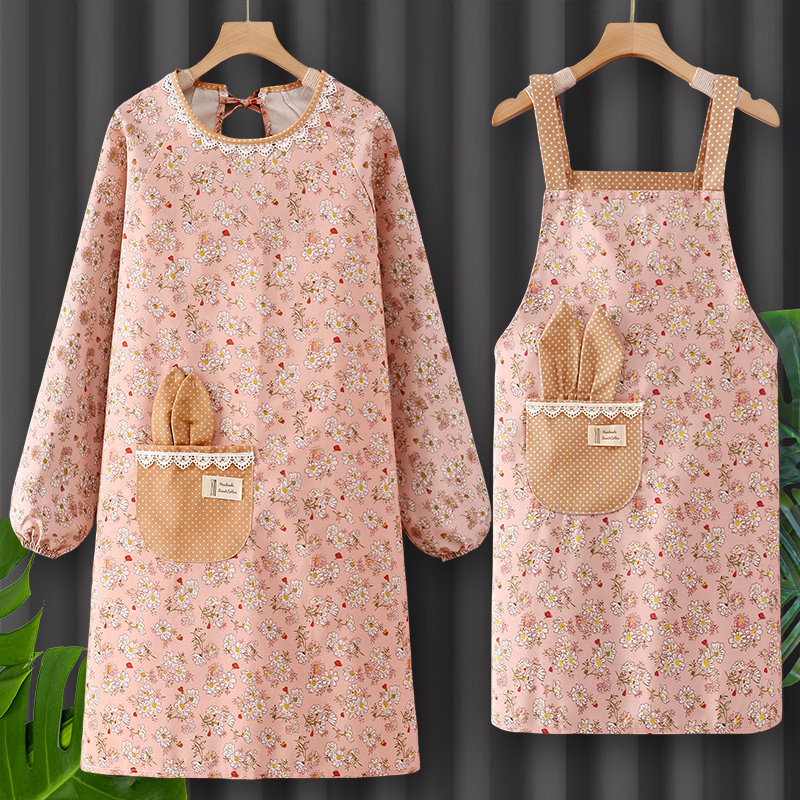 纯棉围裙网红罩衣女新款工作服长袖做饭厨房家用防污护衣上班冬季,家庭/个人清洁工具,围裙,淘宝优惠券,粉丝福利购,淘宝优惠卷