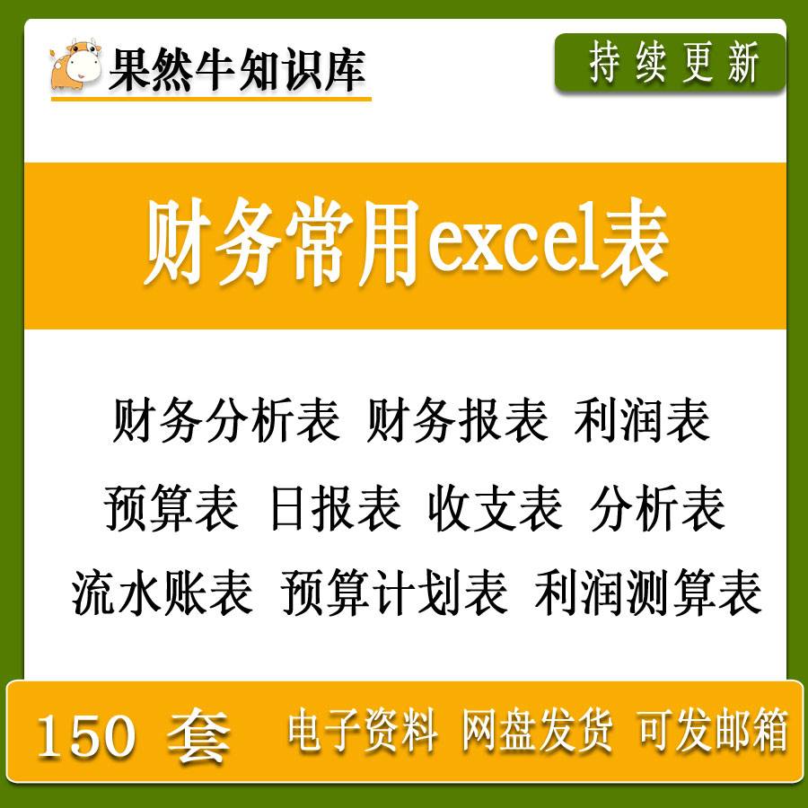 企业公司财务常用excel表格模板财务利润分析年度报表成本核算表