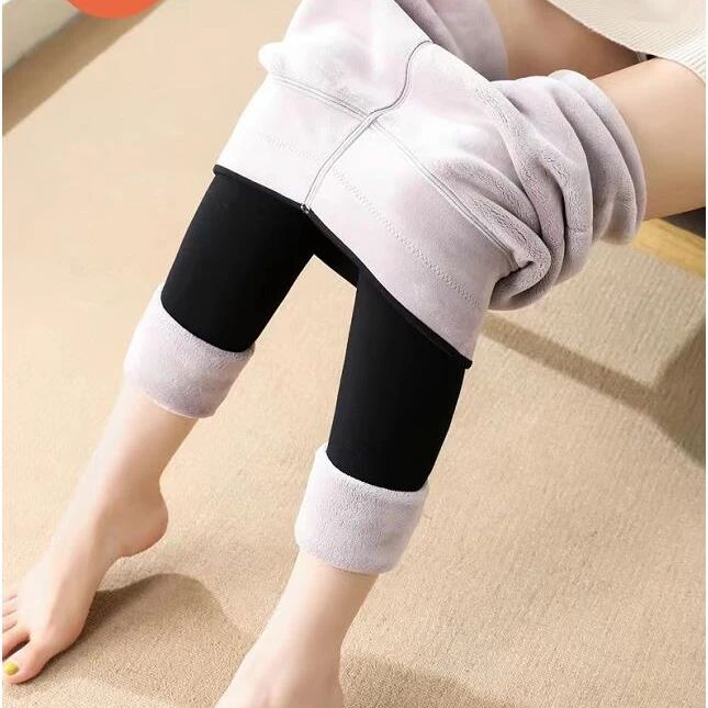 鄂尔多斯市100%羊绒裤女加绒加厚高腰踩脚无缝羊毛保暖打底女外穿