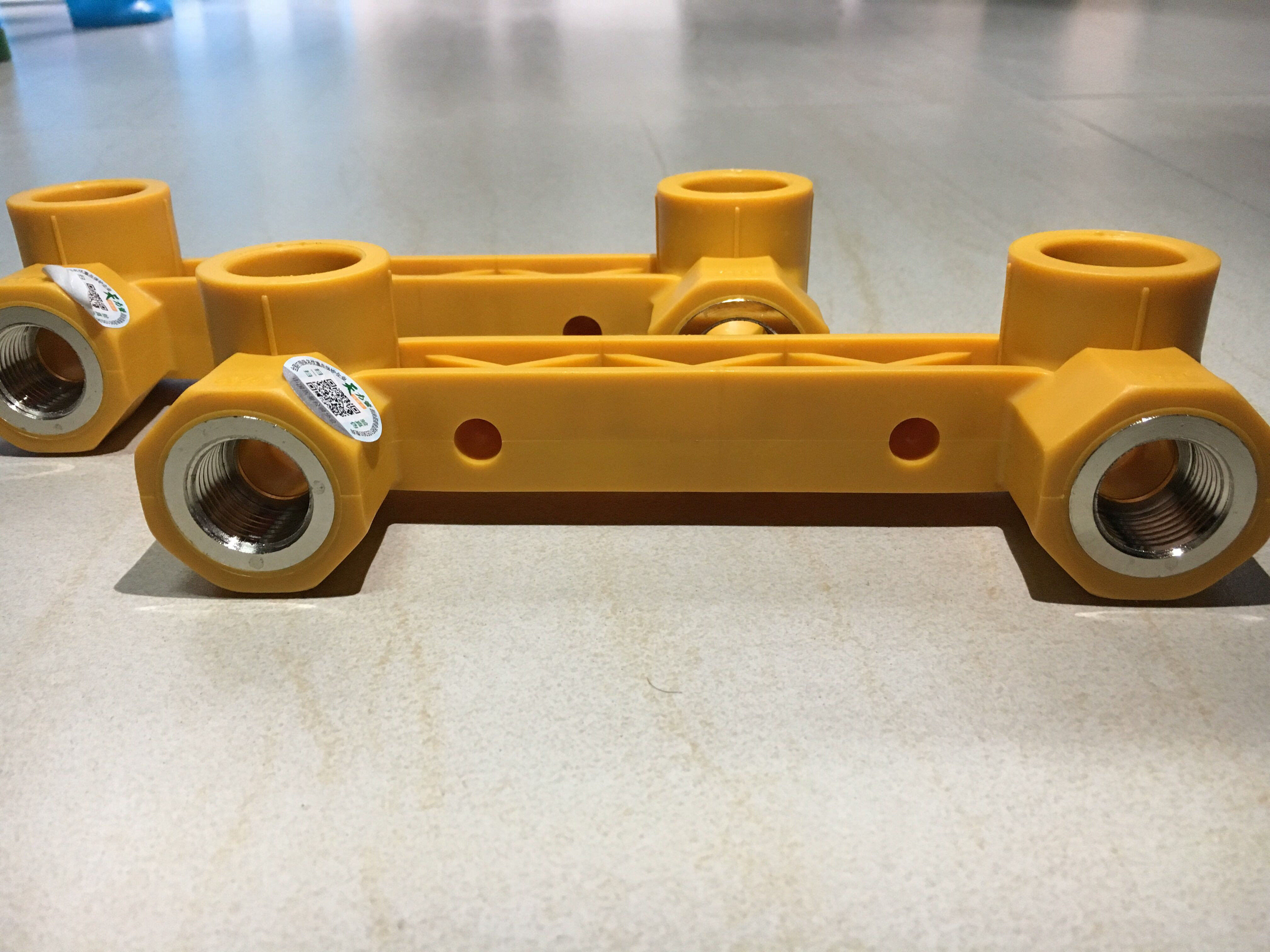 天力管业橙黄色冷ppr热水管配件联体 6分25 连体内丝弯头原厂正