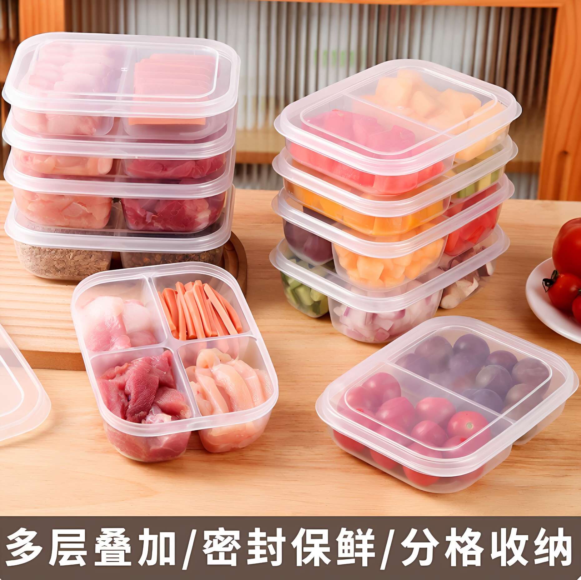 冰箱冻肉分格盒子冷冻食品级收纳盒专用小号保鲜盒分装盒整理神器