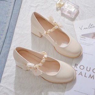 法式少女玛丽珍高跟鞋2025春秋新款小众设计感配裙子蝴蝶结单鞋女