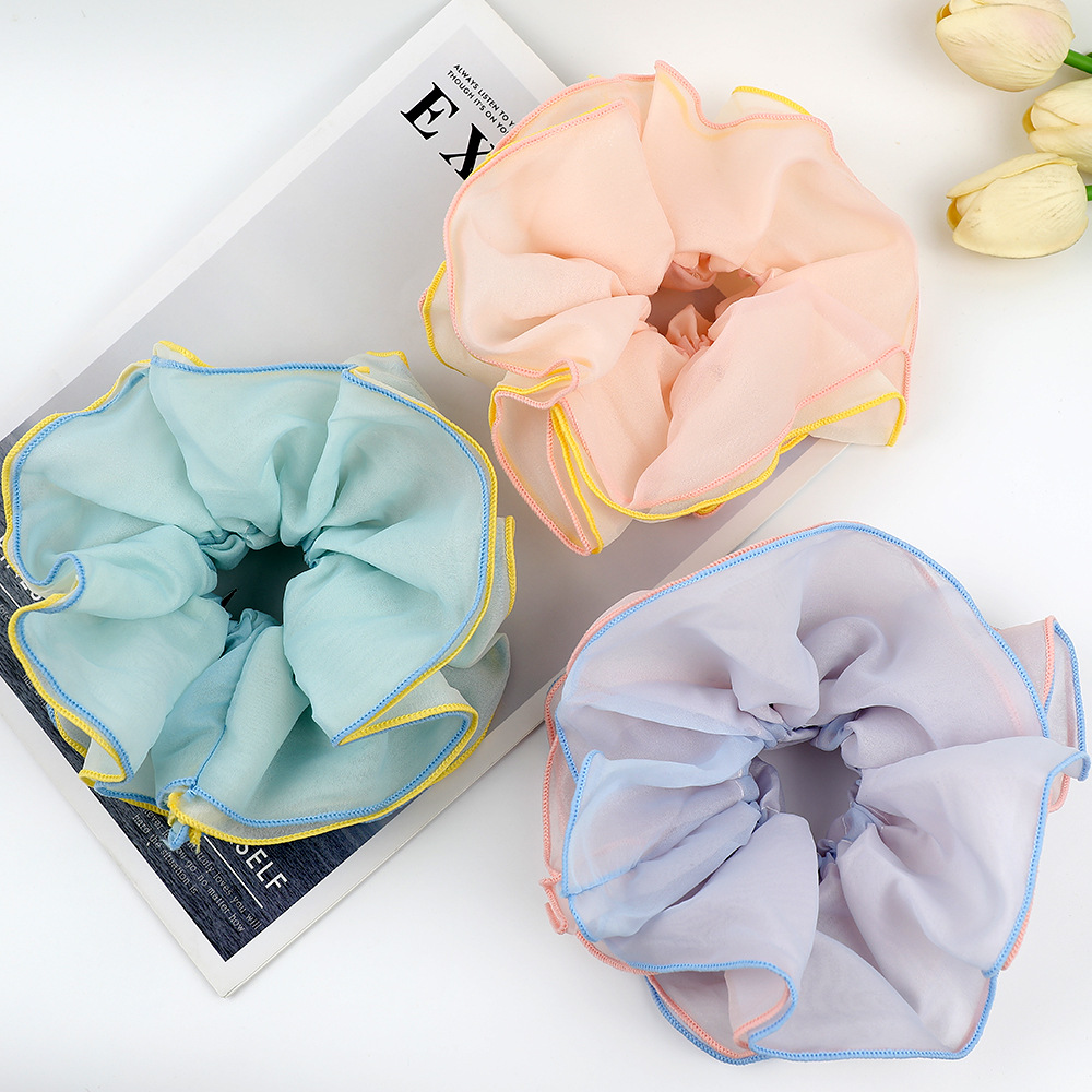 韩系网纱大肠发圈女高级感彩色温柔四层大肠圈少女懒惰风发绳发饰