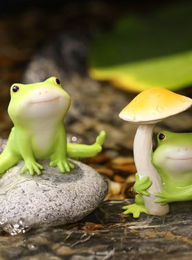 造景装饰小青蛙小摆件水族馆鱼缸装饰微景观生态瓶花园流水工艺品