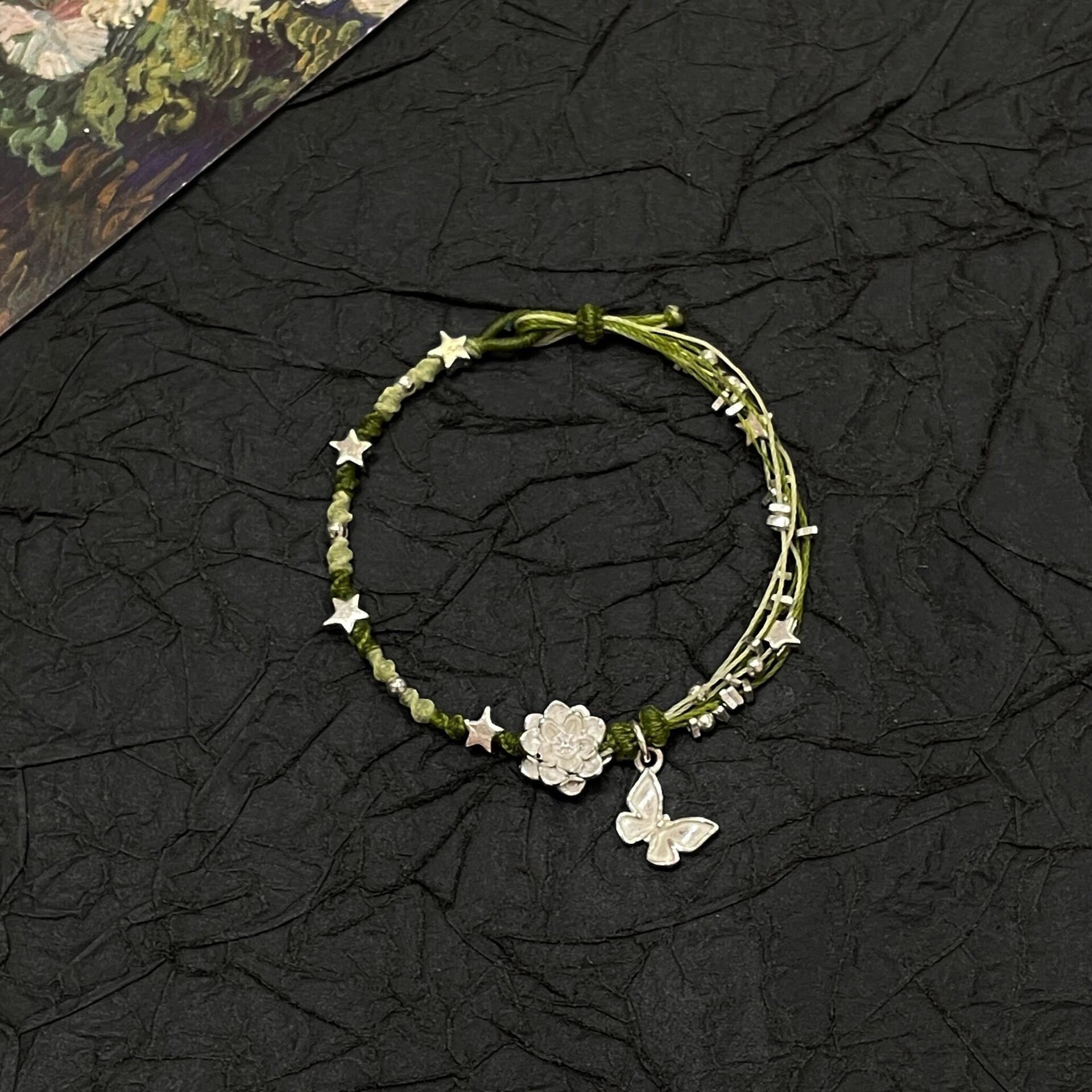 小莲花清冷系蝴蝶编织手工diy材料包手绳送朋友闺蜜女小众设计ins