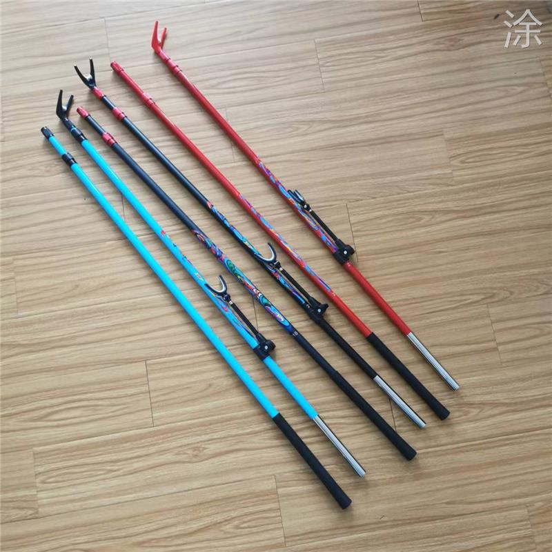 新款.碳素支架钓鱼架杆鱼竿炮台超轻超硬两用钓箱抄网轻硬
