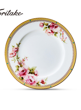 Noritake则武 HERT FORD英伦玫瑰骨瓷平盘欧式奢华下午茶盘子餐盘