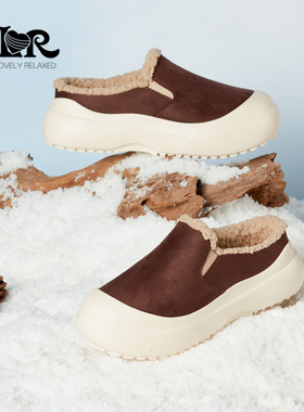 ILR因爱乐诗时尚复古厚底毛绒勃肯鞋女超轻保暖软底休闲懒人鞋