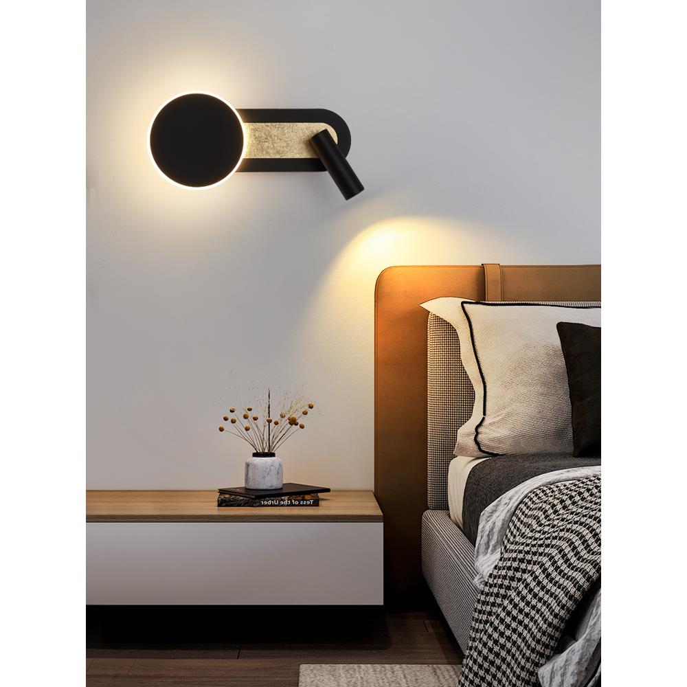 壁灯简约现代卧室床头灯带射灯北欧创意楼梯客厅背景墙壁灯带开关