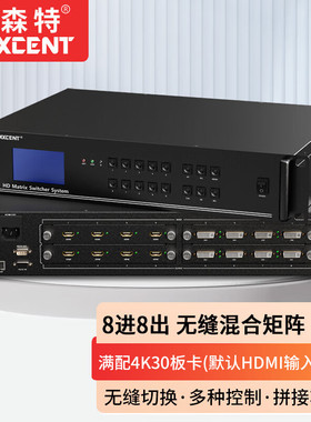 麦森特无缝HDMI视频矩阵切换器混合分配器8进8出满配NMW0808-S