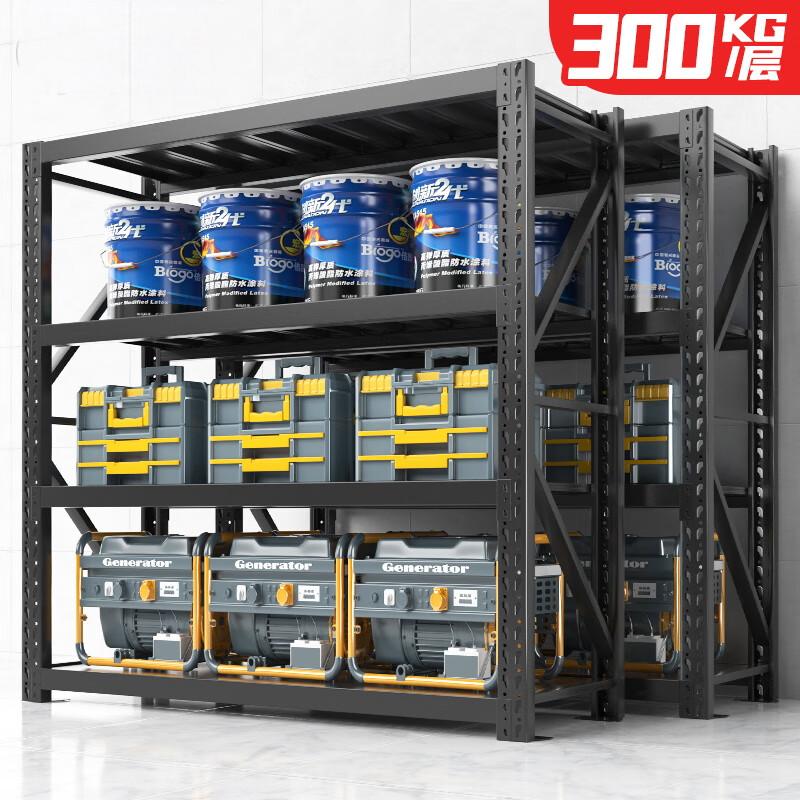 仓储中型货架置物架多层铁架子四层黑色展示架200*60*200 300kg