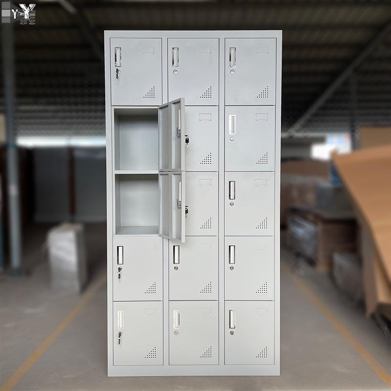 钢制带锁15格更衣柜车间员工储物柜24门铁皮柜32鞋柜18门多门柜