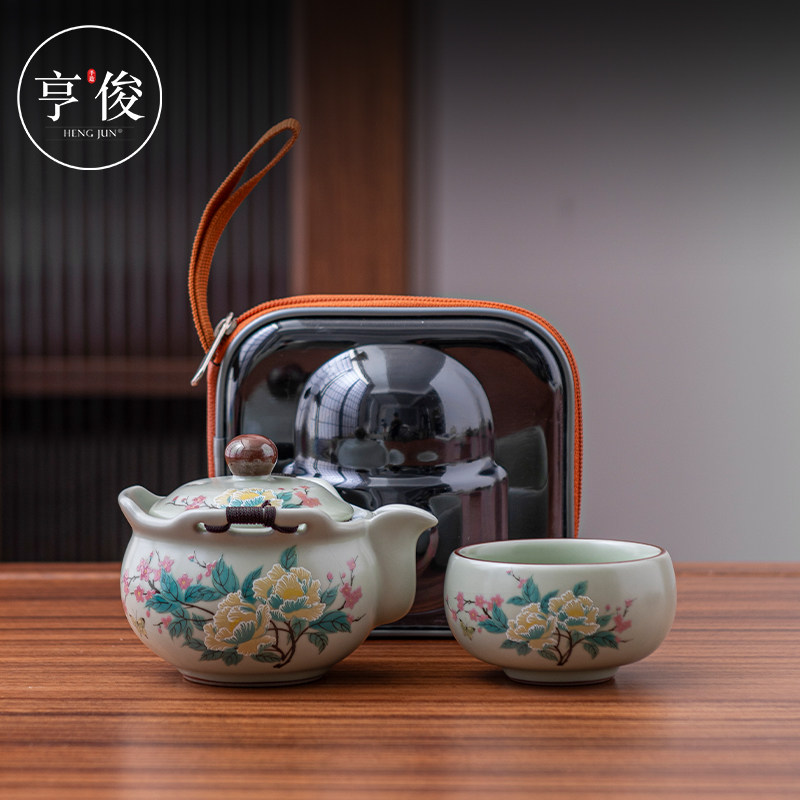 芙蓉花如意壶汝窑豆青釉盖碗茶杯单个高档泡茶手抓壶茶具茶壶单壶