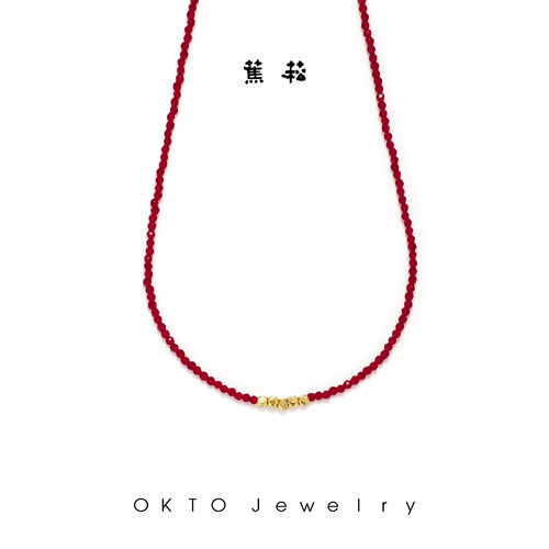 OKTO饰品【山归来 ANCORA系列】安哥拉红色水晶碎银子串珠项链女