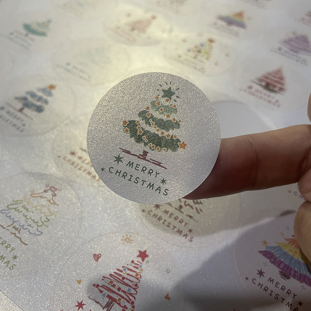 圣诞节圆形封口贴纸标签礼盒圣诞树贴纸烘焙奶茶水果咖啡包装定制