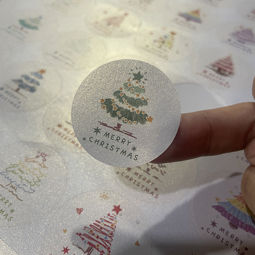 圣诞节圆形封口贴纸标签礼盒圣诞树贴纸烘焙奶茶水果咖啡包装定制