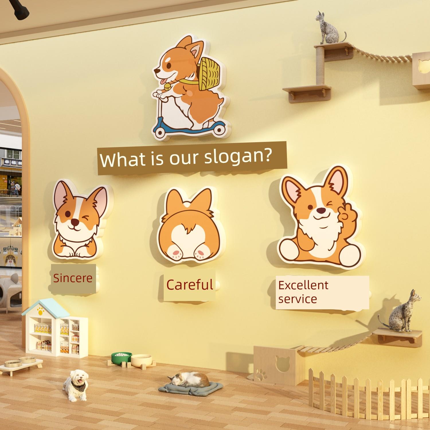 网红入住背景照片区布局宠物店墙面装饰用品贴纸画猫咖啡美容医院图片