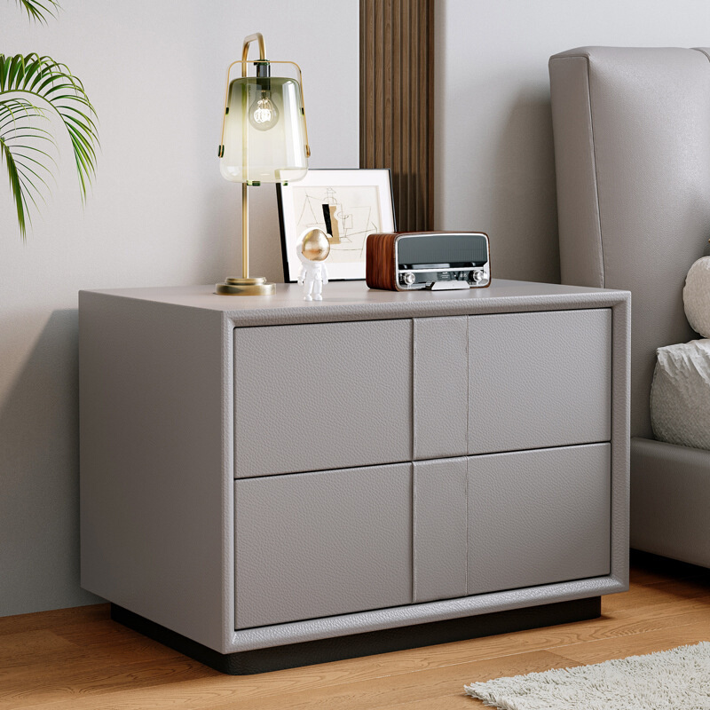 床头柜简约现代2024新款轻奢高级感主卧皮床床边柜网红床边收纳柜