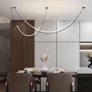 新款 餐厅客厅酒店展厅吧台样板间吊灯 设计师线条灯后现代简约个性