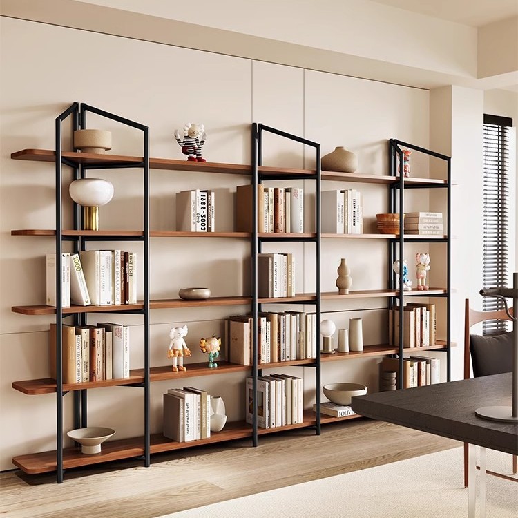 简约现代实木落地书架客厅办公置物隔断储物架家用物品收纳展示架