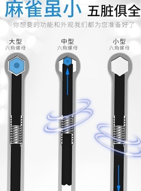 钢盾G016192联动扳手万能多规格汽修单头扳手双头活动活口扳手