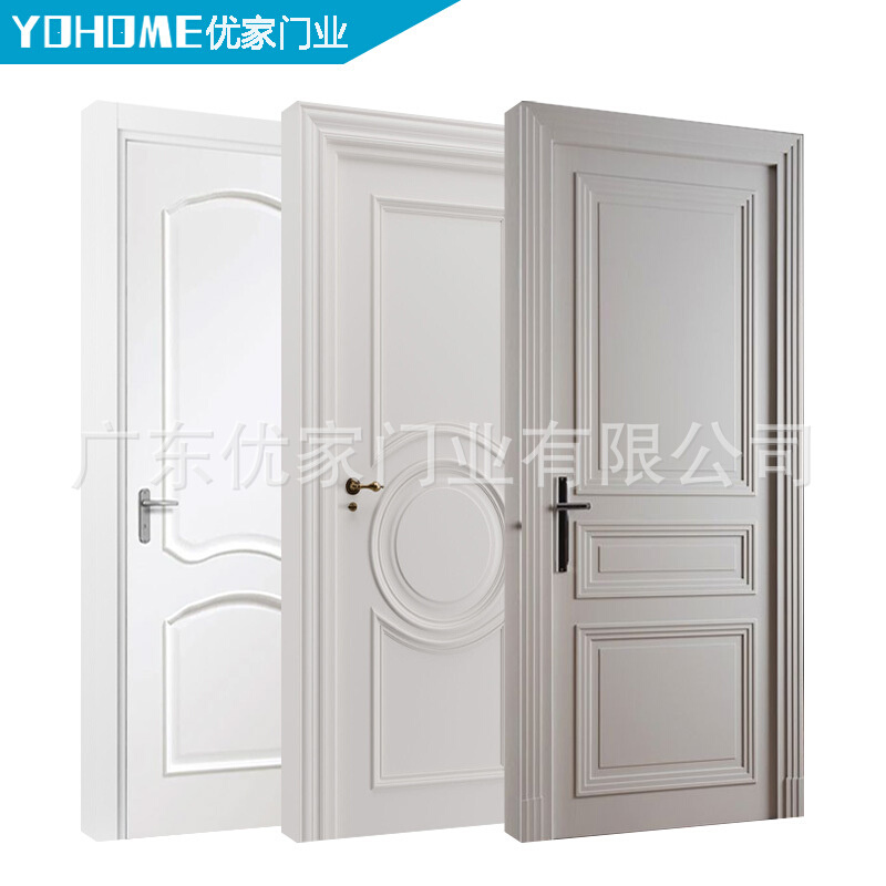 欧式高端豪华卧室门房间门白色油漆门实木门室内静音门扣线烤漆门