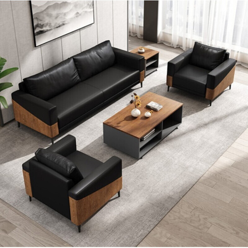 广西 办公沙发组合商务接待会客沙发简约现代沙发三人位沙发皮质