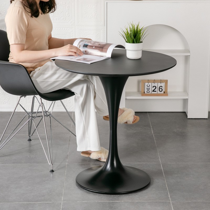 郁金香简约艺术设计圆桌餐厅家用现代白色圆形洽谈桌子北欧餐桌