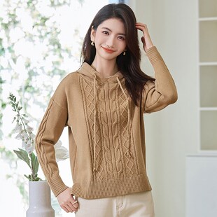 连帽短款毛衣女2025春季新款女装宽松慵懒针织衫洋气独特别致卫衣