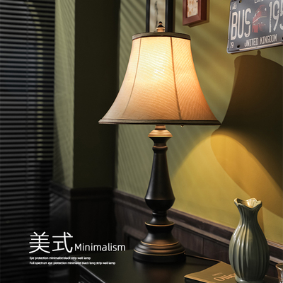 美式台灯卧室床头灯乡村复古床头柜灯创意客厅浪漫台灯2024年新款