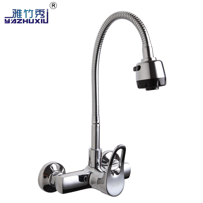 雅竹秀 全铜主体单把入墙式冷热水龙头厨房水槽洗衣池专用龙头
