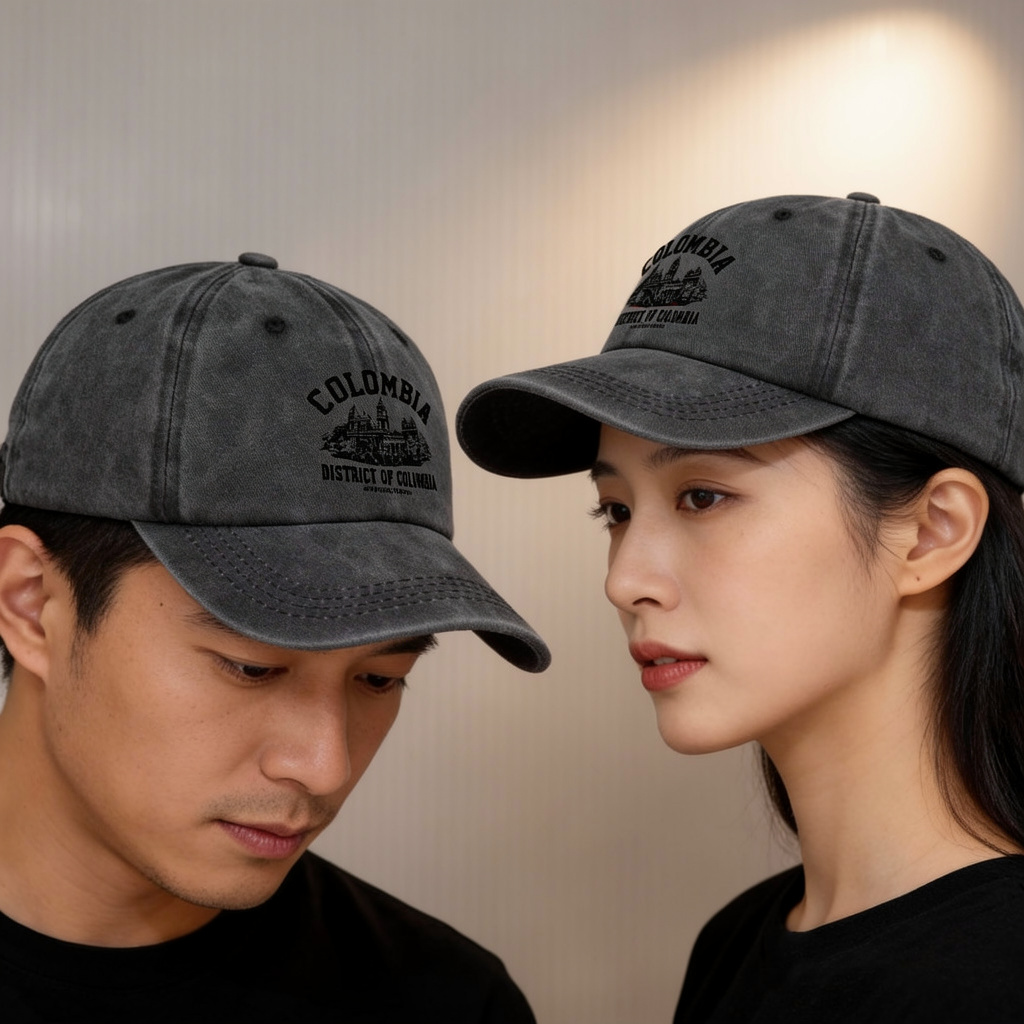 新款COLOMBIA风格棒球帽复古城堡男女软顶遮阳帽子百搭户外棒球帽