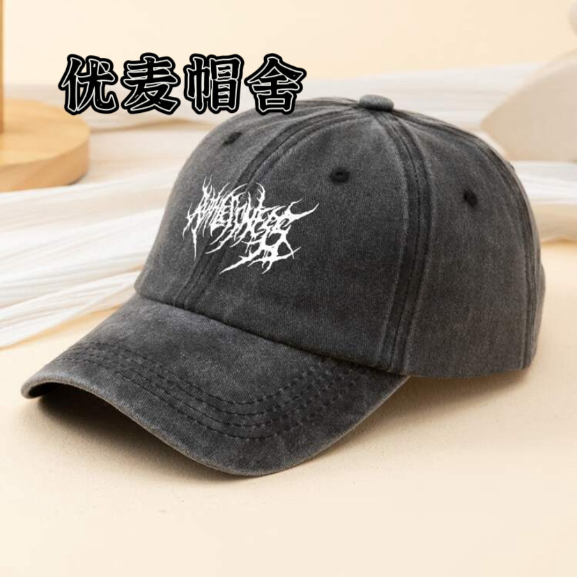 哥特风荆棘印花棒球帽复古做旧朋克嘻哈鸭舌帽男女遮阳帽四季帽子