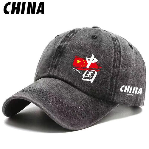 中国风爱国男女帽子复古做旧鸭舌帽时尚个性户外遮阳百搭棒球帽